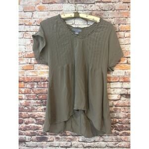 Brown Lil Silk Pleated Shirt Sleeve Blouse Top Women’s Size 0